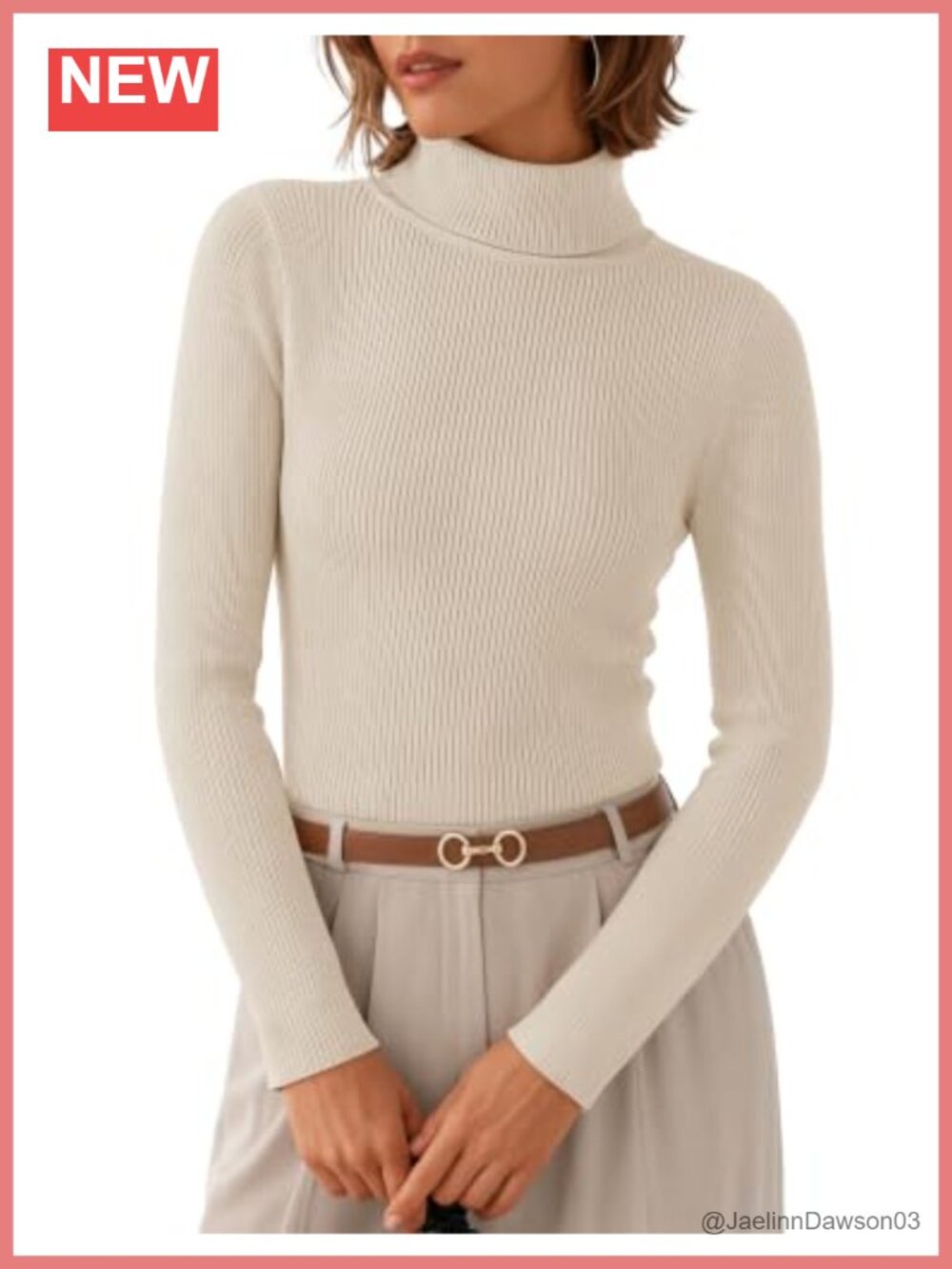 Long Sleeve Turtleneck Ribbed Knit Slim Fit Pullover Sweater